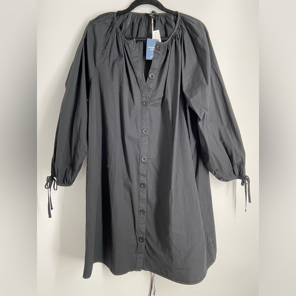 NWT, J. Crew Button Down shirt Mini Dress, tie sleeves, cotton size 2X